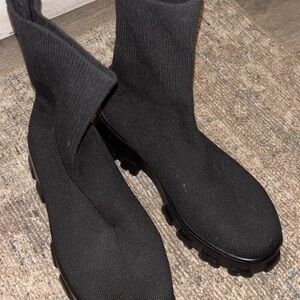 Black Knit Ankle Boots